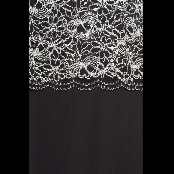NEW Alex Evenings Lace & Chiffon Mock Two-Piece Gown [SZ 10 ] Black‎ - Picture 3 of 6